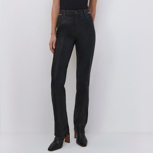 Jonathan Simkhai Amelia Cutout Straight Leg Black Coated Denim / Size 24 - Picture 1 of 5